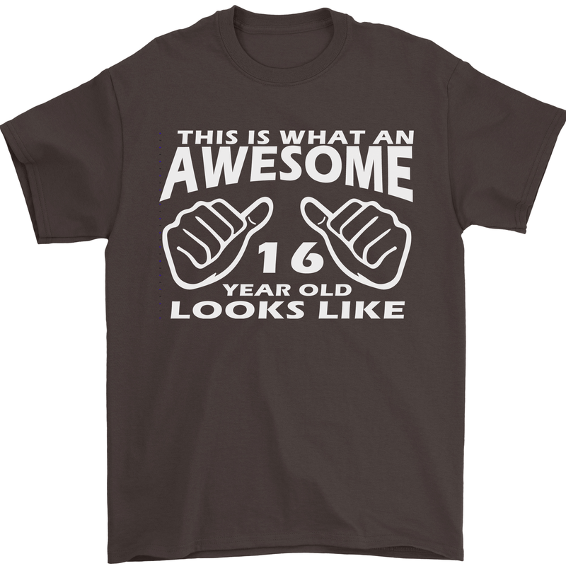 16th Birthday 16 Year Old This Is What Mens T-Shirt 100% Cotton Dark Chocolate