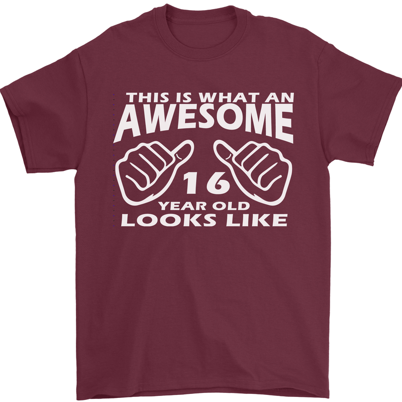 16th Birthday 16 Year Old This Is What Mens T-Shirt 100% Cotton Maroon