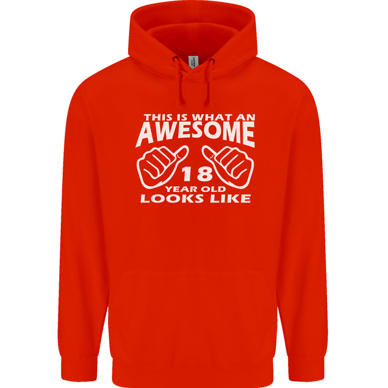 18th Birthday 18 Year Old This Is What Mens 80% Cotton Hoodie Bright Red