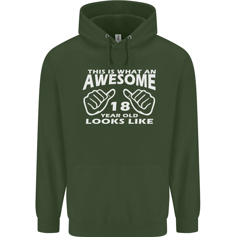 18th Birthday 18 Year Old This Is What Mens 80% Cotton Hoodie Forest Green