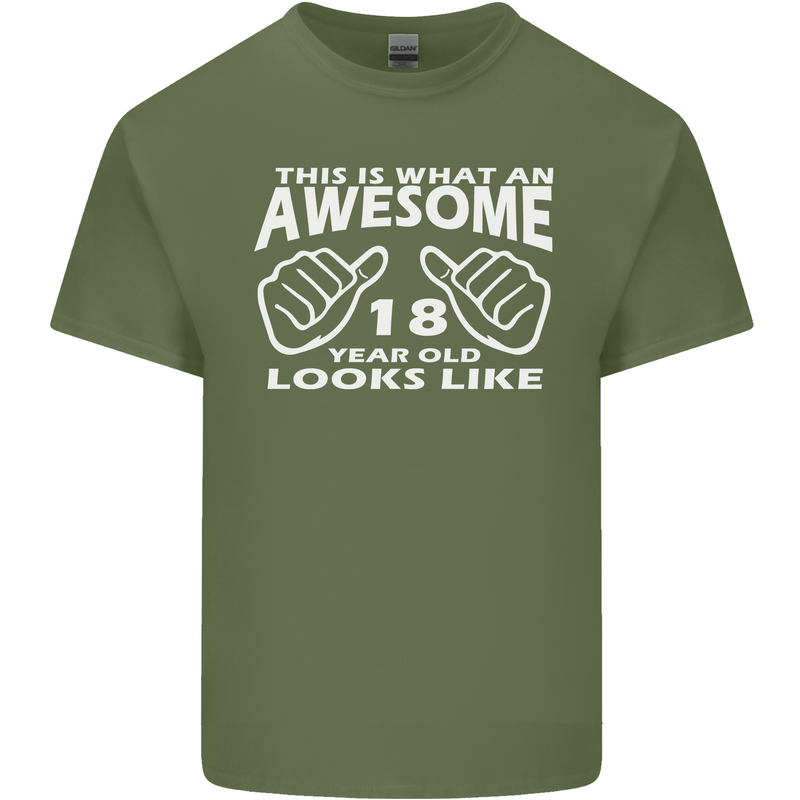 18th Birthday 18 Year Old This Is What Mens Cotton T-Shirt Tee Top Military Green