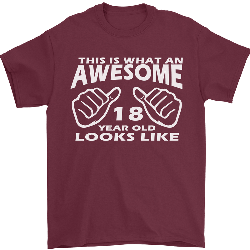 18th Birthday 18 Year Old This Is What Mens T-Shirt 100% Cotton Maroon