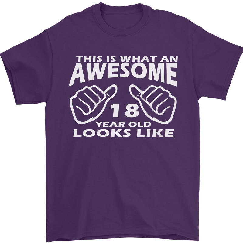 18th Birthday 18 Year Old This Is What Mens T-Shirt 100% Cotton Purple