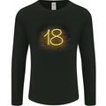 18th Birthday Neon Lights 18 Year Old Mens Long Sleeve T-Shirt Black