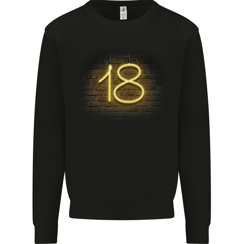 18th Birthday Neon Lights 18 Year Old Mens Sweatshirt Jumper Black