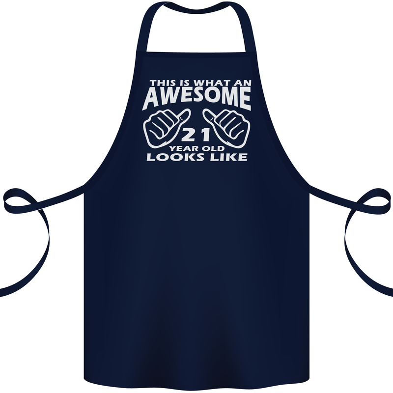 21st Birthday 21 Year Old This Is What Cotton Apron 100% Organic Navy Blue
