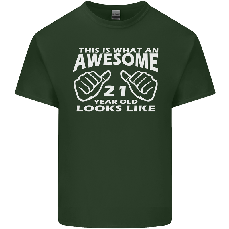 21st Birthday 21 Year Old This Is What Mens Cotton T-Shirt Tee Top Forest Green