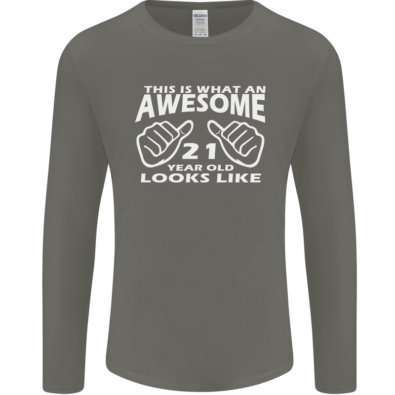 21st Birthday 21 Year Old This Is What Mens Long Sleeve T-Shirt Charcoal