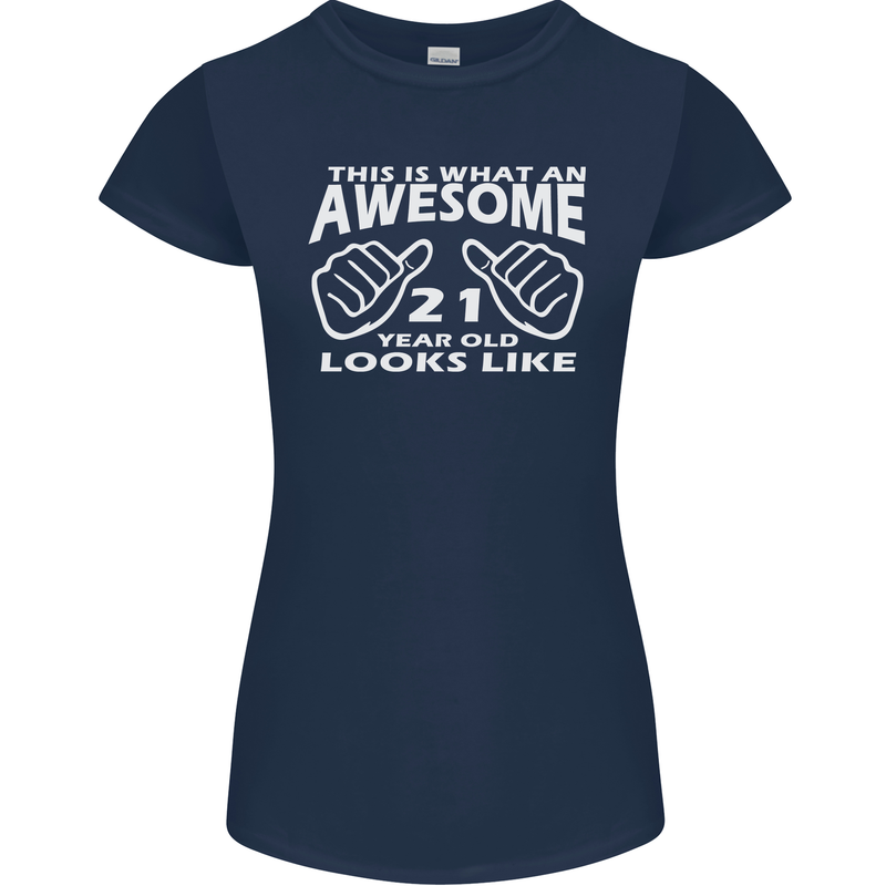 21st Birthday 21 Year Old This Is What Womens Petite Cut T-Shirt Navy Blue