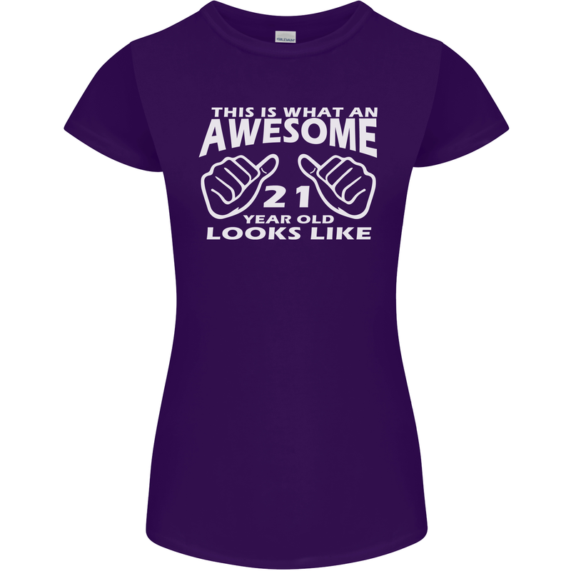 21st Birthday 21 Year Old This Is What Womens Petite Cut T-Shirt Purple