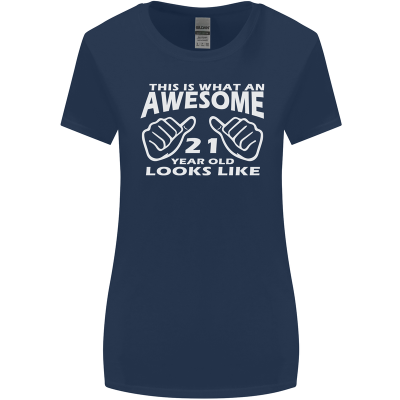 21st Birthday 21 Year Old This Is What Womens Wider Cut T-Shirt Navy Blue