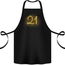 21st Birthday Neon Lights 21 Year Old Cotton Apron 100% Organic Black