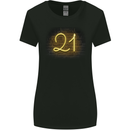 21st Birthday Neon Lights 21 Year Old Womens Wider Cut T-Shirt Black