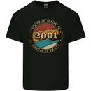22nd Birthday  Vintage Made In 2001 Mens Cotton T-Shirt Tee Top Black