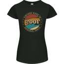 22nd Birthday  Vintage Made In 2001 Womens Petite Cut T-Shirt Black