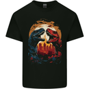 2 Dinosaurs With a Moon Backdrop T-Rex Lizard Mens Cotton T-Shirt Tee Top Black