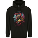 2 Sunset Fantasy Dragons Mens 80% Cotton Hoodie Black