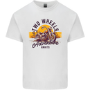 2 Wheels Adventure Biker Motorcycle Chopper Mens Cotton T-Shirt Tee Top White