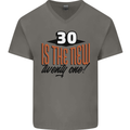 30th Birthday 30 is the New 21 Funny Mens V-Neck Cotton T-Shirt Charcoal
