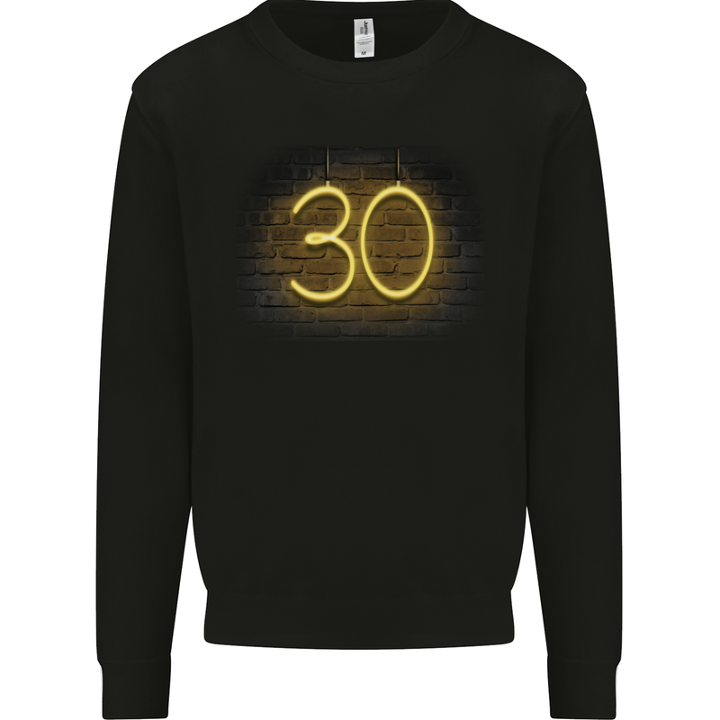 30th Birthday Neon Lights 30 Year Old Mens Sweatshirt Jumper Black