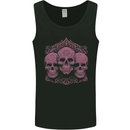 3 Ornate Pink Skulls Gothic Goth Mens Vest Tank Top Black
