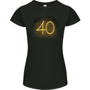 40th Birthday Neon Lights 40 Year Old Womens Petite Cut T-Shirt Black