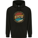 45th Birthday  Vintage Made In 1978 Mens 80% Cotton Hoodie Black