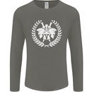 4 Sparta Helmets Training Gym Bodybuilding Mens Long Sleeve T-Shirt Charcoal