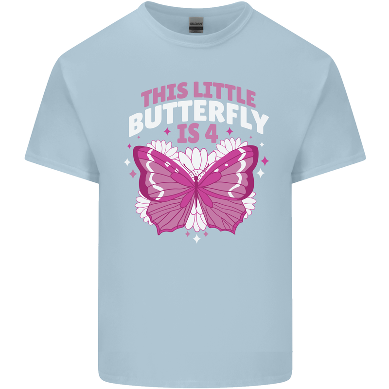 4 Year Old Birthday Butterfly 4th Kids T-Shirt Childrens Light Blue
