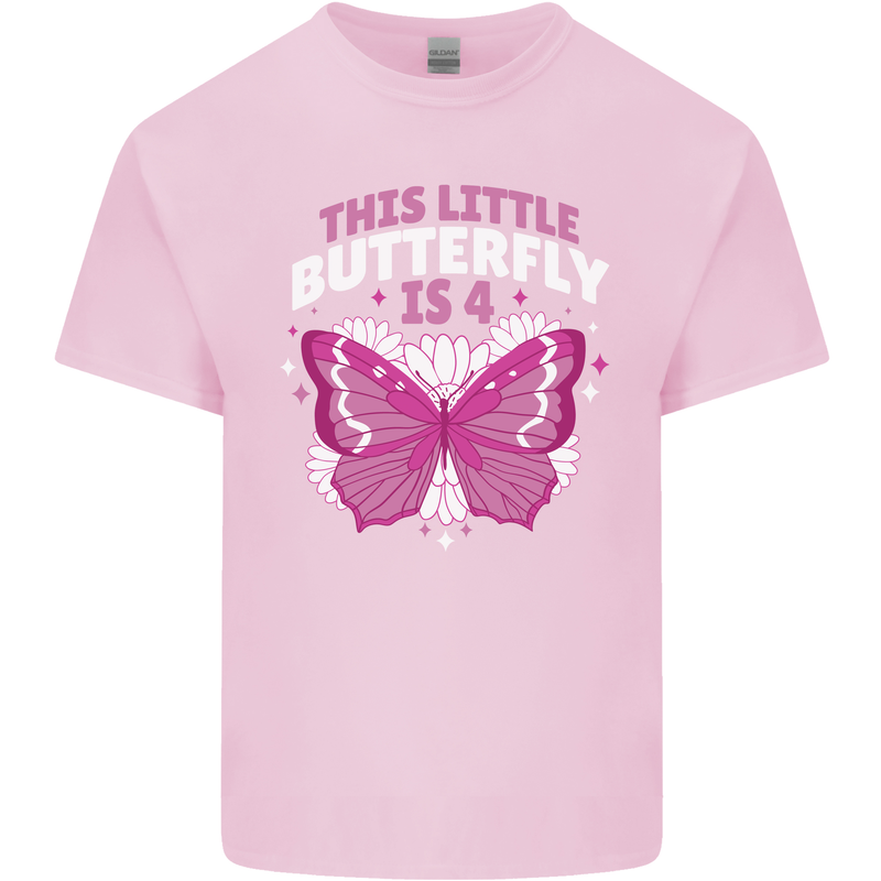 4 Year Old Birthday Butterfly 4th Kids T-Shirt Childrens Light Pink