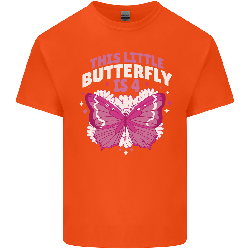 4 Year Old Birthday Butterfly 4th Kids T-Shirt Childrens Orange