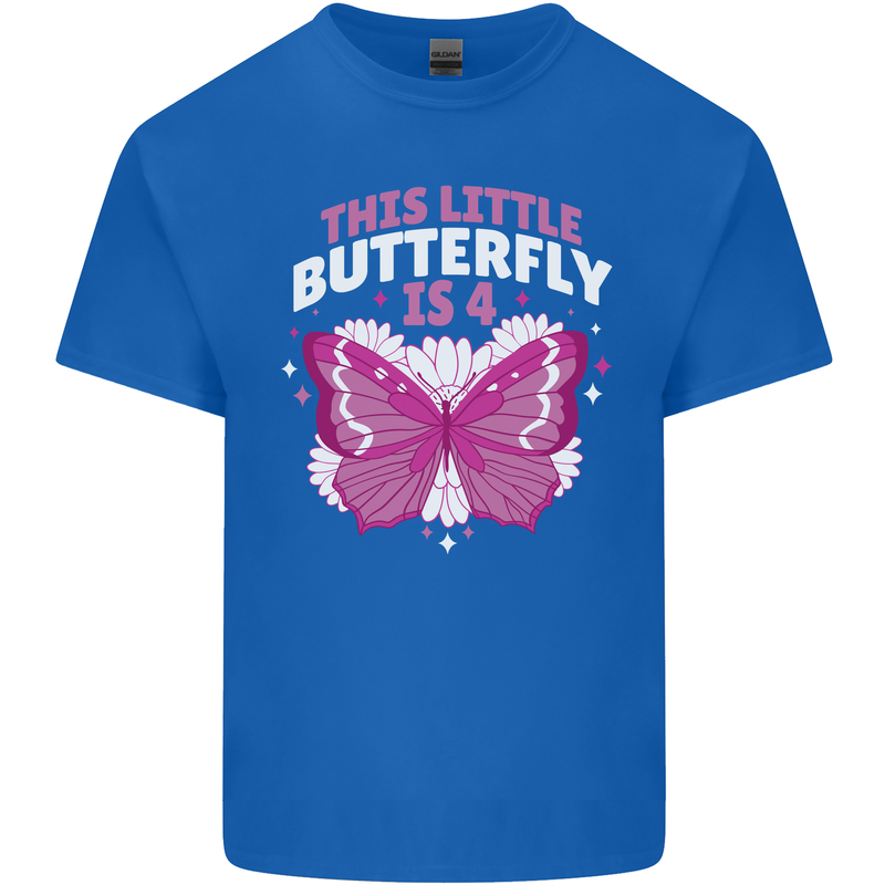 4 Year Old Birthday Butterfly 4th Kids T-Shirt Childrens Royal Blue