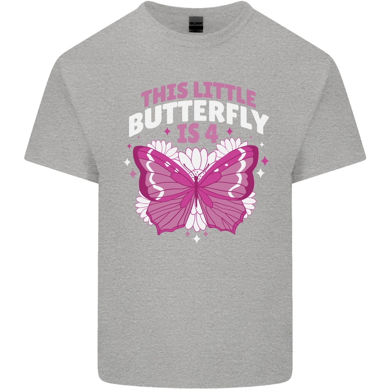 4 Year Old Birthday Butterfly 4th Kids T-Shirt Childrens Sports Grey