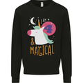 4 Year Old Birthday Girl Magical Unicorn 4th Kids Sweatshirt Jumper Black