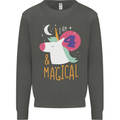 4 Year Old Birthday Girl Magical Unicorn 4th Kids Sweatshirt Jumper Storm Grey