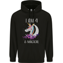 4 Year Old Birthday Magical Unicorn 4th Childrens Kids Hoodie Black