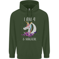4 Year Old Birthday Magical Unicorn 4th Childrens Kids Hoodie Forest Green