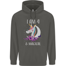 4 Year Old Birthday Magical Unicorn 4th Childrens Kids Hoodie Storm Grey