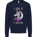 4 Year Old Birthday Magical Unicorn 4th Kids Sweatshirt Jumper Navy Blue