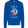 4 Year Old Birthday Magical Unicorn 4th Kids Sweatshirt Jumper Royal Blue