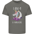4 Year Old Birthday Magical Unicorn 4th Kids T-Shirt Childrens Charcoal