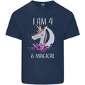 4 Year Old Birthday Magical Unicorn 4th Kids T-Shirt Childrens Navy Blue