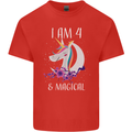 4 Year Old Birthday Magical Unicorn 4th Kids T-Shirt Childrens Red