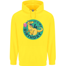 4th Birthday Dinosaur T-Rex 4 Year Old Childrens Kids Hoodie Yellow