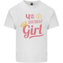 4th Birthday Girl 4 Year Old Princess Kids T-Shirt Childrens White