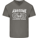 50th Birthday 50 Year Old This Is What Mens V-Neck Cotton T-Shirt Charcoal