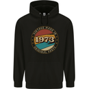 50th Birthday  Vintage Made In 1973 Mens 80% Cotton Hoodie Black
