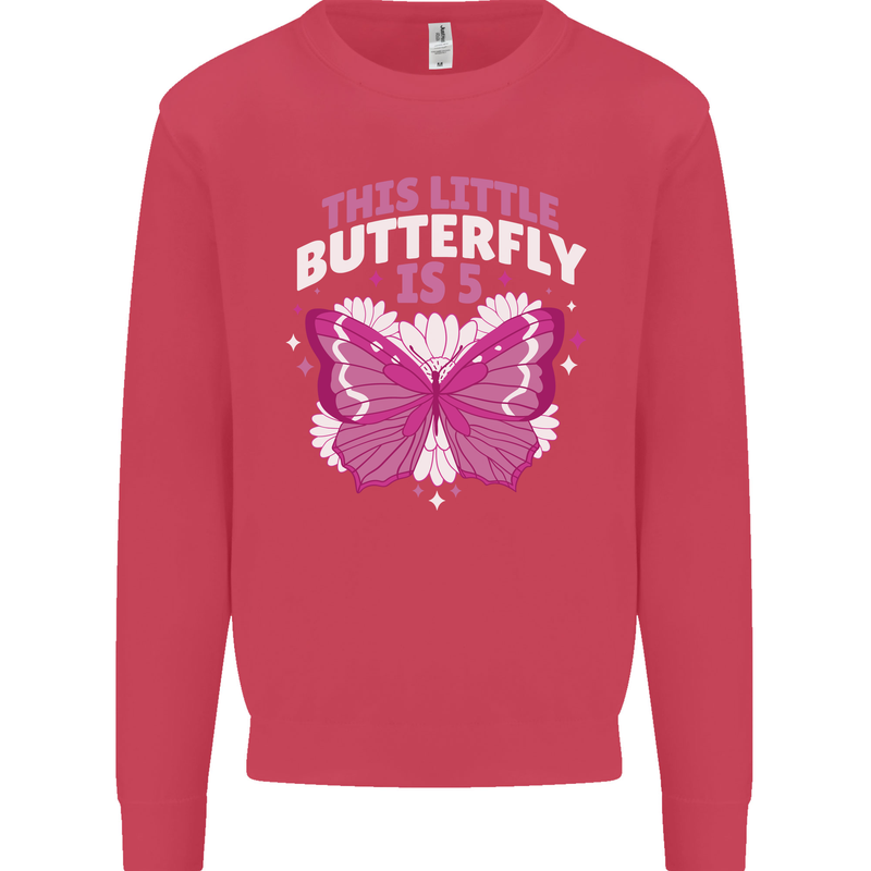 5 Year Old Birthday Butterfly 5th Kids Sweatshirt Jumper Heliconia