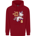 5 Year Old Birthday Girl Magical Unicorn 5th Childrens Kids Hoodie Red
