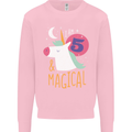 5 Year Old Birthday Girl Magical Unicorn 5th Kids Sweatshirt Jumper Light Pink